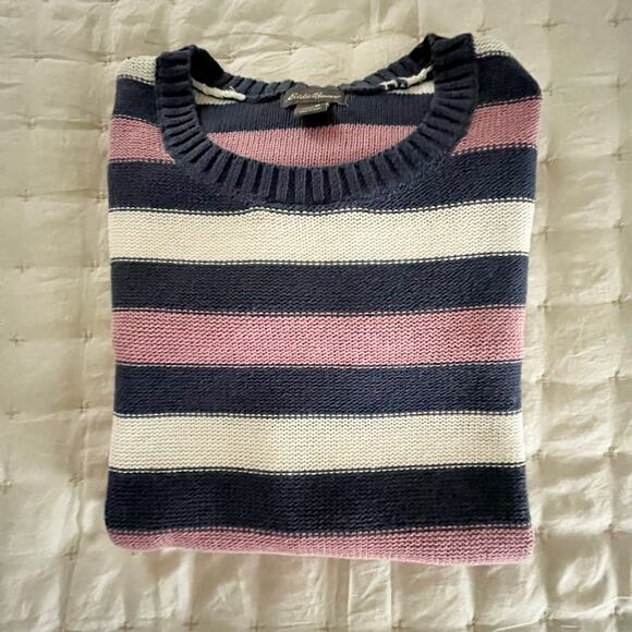 Eddie Bauer Striped Crew Neck Cotton Sweater Women's M | Pink, Blue, Cream | EUC - Picture 10 of 10